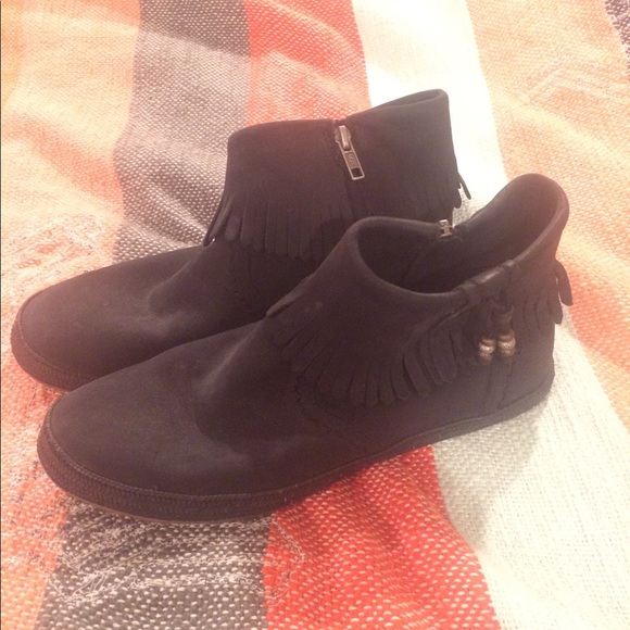 UGG Shoes - Ugg Fringe Black Bootie Boots 8.5